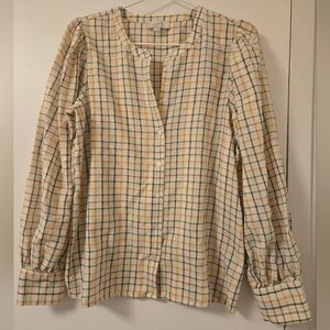 LOFT Outlet Women's Plaid Button-Up‎ Top